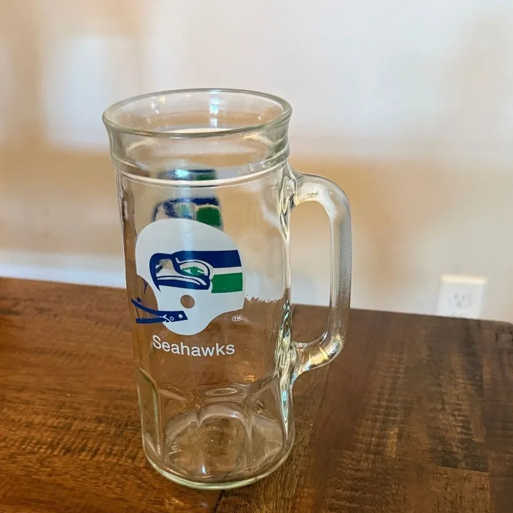 Seahawks Glass Beer Mug Stein Vintage